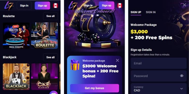 lucky7even Casino CA Mobile