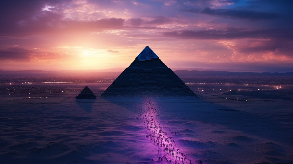 Pyramids at the sunset